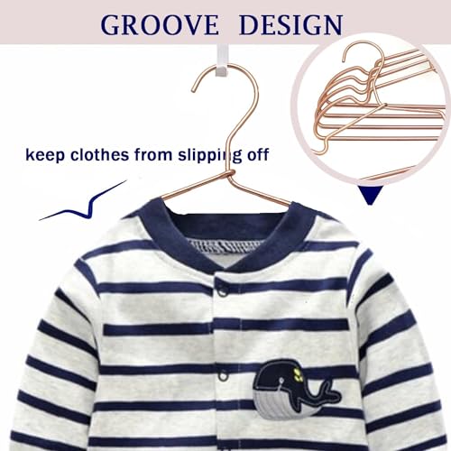 Rose Gold Metal Wire Children Baby Non Slip Toddler Infant Newborn Kids Hangers,12.6" Space Saving Baby Clothes Coat Children's Closet Durable Hangers (10)