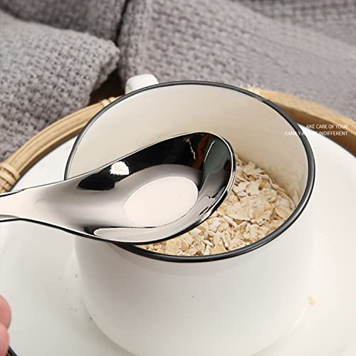 OULIGET Thick Heavy weight Dinner Soup Spoons,Stainless Steel Tablespoons,Chinese Silver Spoon,Heavy Duty Asian Thick Long Handle Spoons,7.1 inches,Set of 8 7×1.4