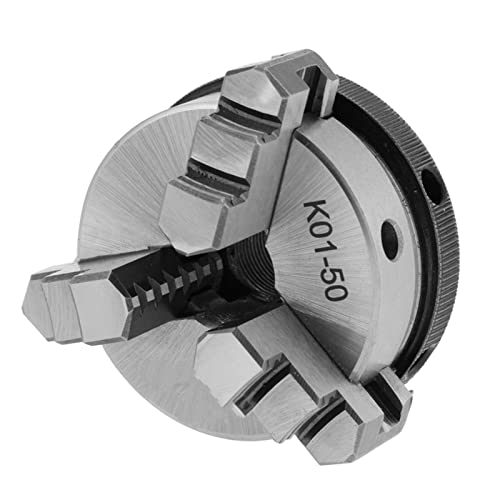 3 Jaw Self Centering Chuck 50mm, Precision Mini Metal Turning Tool for Small Benchtop Lathe, 1.97 Inch Workholding Device with Screw Rods, Hobby Machinist Accessory