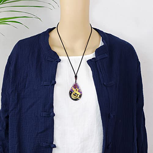 Day Day Up Phoenix Bird Pendant With Natural Agate Stone Necklace Orgone Pendant Rope Chain For Women Healing Crystal Jewelry Adjustable 3