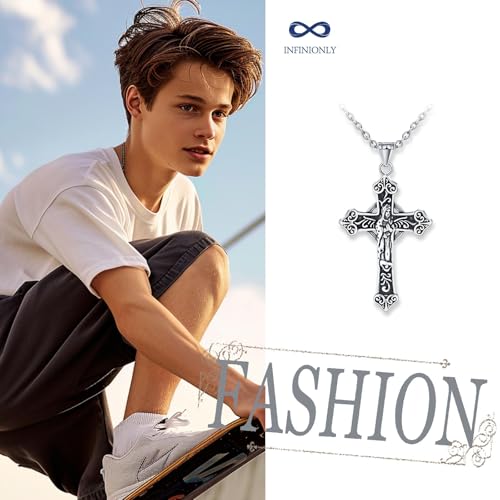Fashion Stainless Steel Men's Women's Cross Necklace Pendant Creative Religious Necklace Virgin Mary Cross Pendant with 55cm Chain