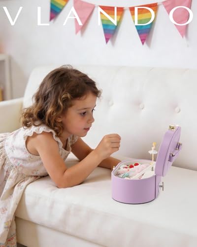 VLANDO Musical Jewelry Box for Girls, Oval Design with Spinning Ballerina B.Purple