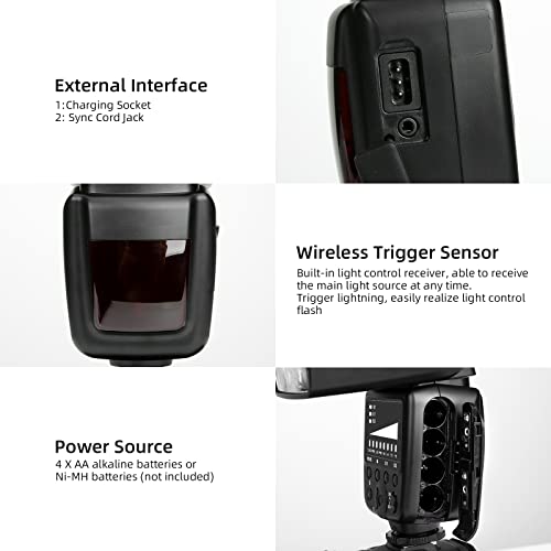 PHOTOOLEX Camera Flash Speedlite FK300, GN33, Manual S1/S2 Wireless