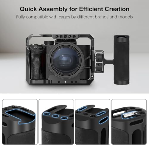 Up and Down Adjustable Left Right Handle Handgrip, Mini Side Handle Handgrip with Cold Shoe Interface and 1/4"-20 Screw Mount for DSLR/Digital Camera Cage