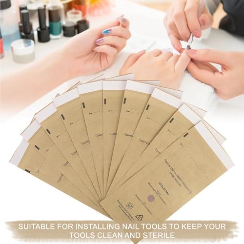 Pack of 50 Hot Air Steriliser Bags for Manicure Tools | Heat-resistant and resealable, suitable for standard hot air devices, protects tools from dust and heat