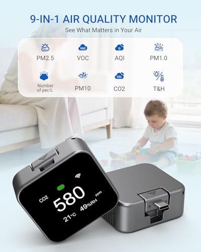 METRINARY air quality monitor and tester with app control for indoor air quality detection