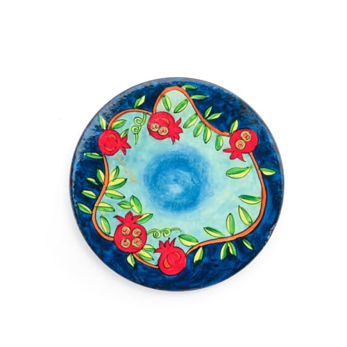 Yair Emanuel | Large Wooden Kiddush Cup and Saucer Set | 7 Species Design | CU-3