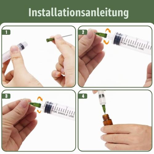 Set of 6 Feeding Syringes, 20 ml, Reusable, 14G Blunt Needle | Clear scale for precise dosing, made of plastic, individually packaged, for liquids in laboratory and animal care