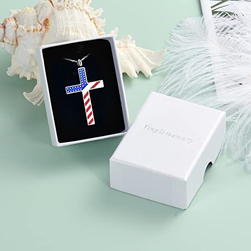 Yinplsmemory Cross Urn Necklace for Ashes for Women Men American Flag Cremation Jewelry Religious Cross Urn Keepsake Memorial Jewelry Silver b