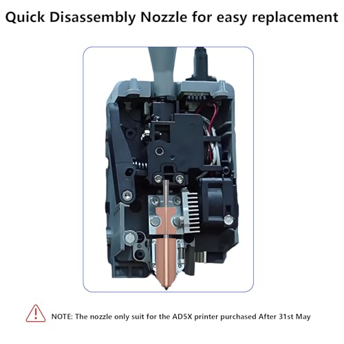 2PCS 0.4MM Original AD5X Nozzle, Quick-Detachable Nozzle Hot End Integrated Copper Heater Block Throat Tube Stainless Steel Nozzle Kit for Flashforge AD5X 3D Printer Accessories 2PCS 0.4MM Nozzle (New Version)