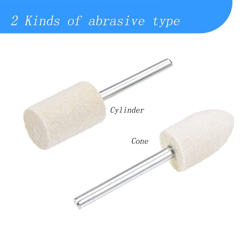 [Australia - AusPower] - Luo ke 100 Pcs Compressed Wool Felt Polishing Head Tool Buffing Wheel for Dremel Rotary Tool with 1/8" Mandrel 