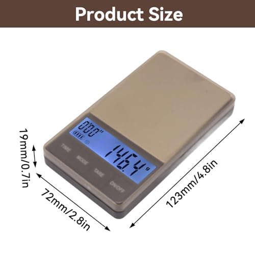Mini Coffee Scale with Timer,1000g X 0.1g Small Thin Travel Coffee Scale,Mini Digital Scale Grams and Ounces Small and Handy Barista Scale,Digital Pocket Scale, Mini Barista Coffee Weight Scale