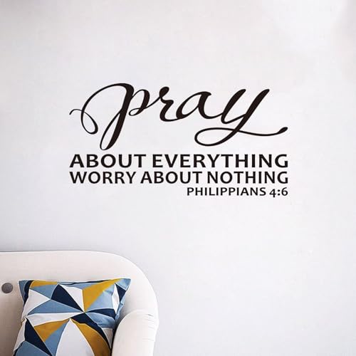 Bible Verse Wall Stickers for Bedroom: Christian Quotes Inspirational Living Room Vinyl Art Wall Decals - Pray About Everything 21" X 11" Small