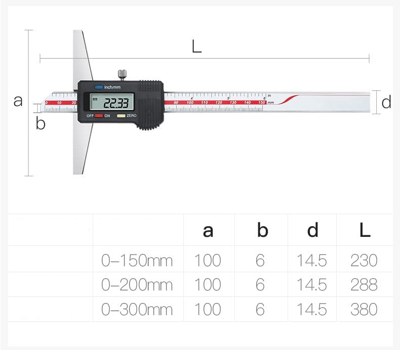 [Australia - AusPower] - General Tools Depth Gauge Vernier Caliper,0-6"/150mm,0-8"/200mm,0-12"/300mm (Digital 0-150mm) digital 0-150mm 