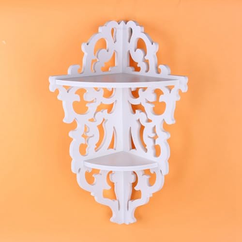 Srliya 2-Tier Corner Wall Shelf, White Decorative Bathroom Storage Rack