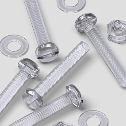 Caterpillar Red clear acrylic slotted pan head screws and bolts, M3 x 20mm, with nuts and washers