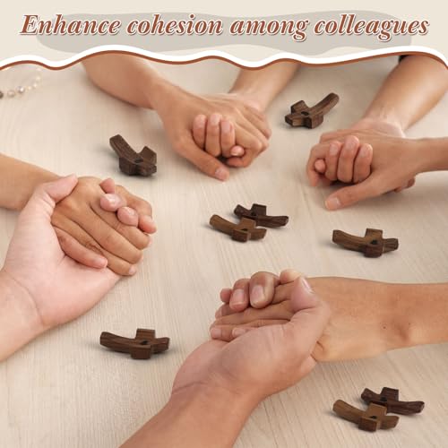 Cross My Heart Wooden Cross Fidget with Organza Bags, Small Pocket Crosses Christian Church Gifts, Inspirational Fingertip Stress Relief Toy Encouragement Gifts for Women Men Prayer (18 Sets) 18