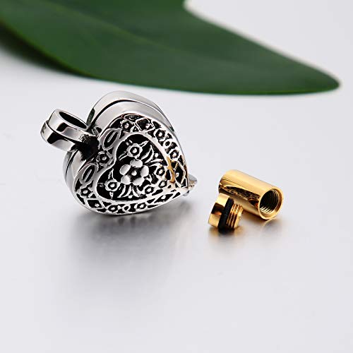 Beydodo Personalized Heart Cremation Urn Necklace for Ashes Always in My Heart Memory Necklace Gift with Funnel Kit Style 1