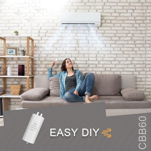 CBB60 450V 35UF 50/60HZ Capacitor, Plug-In Capacitor, Starter Capacitor, Suitable for Washing Machines, Drills, Lawnmowers and Other Electrical Devices (Four Connections)