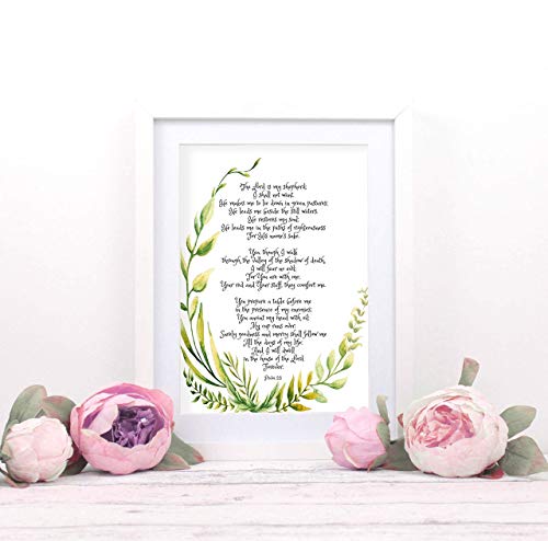 Psalm 23 Poster Picture, The Lord is My Shepherd Wall Art Print
