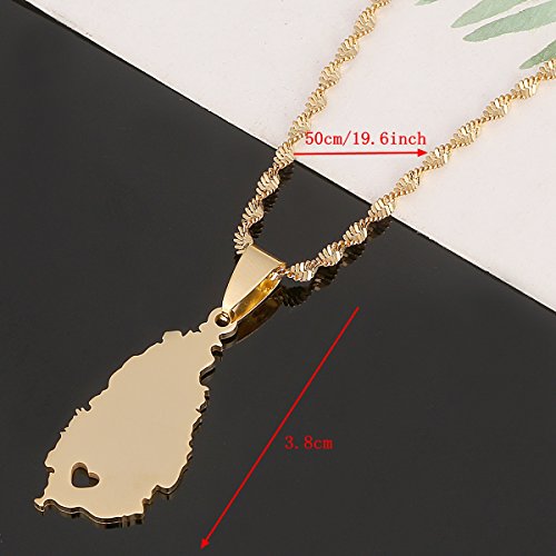Stainless Steel Heart Saint Lucia Map Necklace St. Lucia Pendant Jewelry