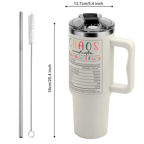 Chaos Coordinator Tumbler 40 Oz, Thank You Boss Cup, Manager Water Bottle - Gifts For Teacher Coworkers Friends Christmas Birthday Chaos Coordinator Women