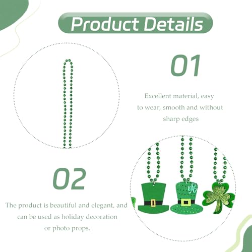 6 PCS St.Patrick's Day Accessories,Shamrock Necklace,St Patricks Day Accessories,St.Patrick's Day Costume Accessory,St. Patrick’s Day Costume Decoration,Irish Costume Decoration(green