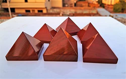 2Pcs Set Red Jasper Pyramid Jasper Crystal Agate Gemstone Handmade Pyramid Hand Carved Home Decor Gift Healing Crystals 33-40MM Red Jasper Pyramid 2pcs Set