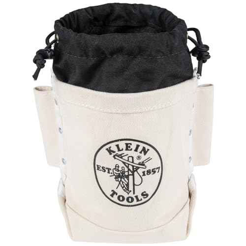 Klein Tools 5416TCP Tool Bag, Extra Tall Top Closing Bolt Bag with 3-Inch Drawstring, Heavy-Duty No. 4 Canvas, 5 x 12 x 9-Inch