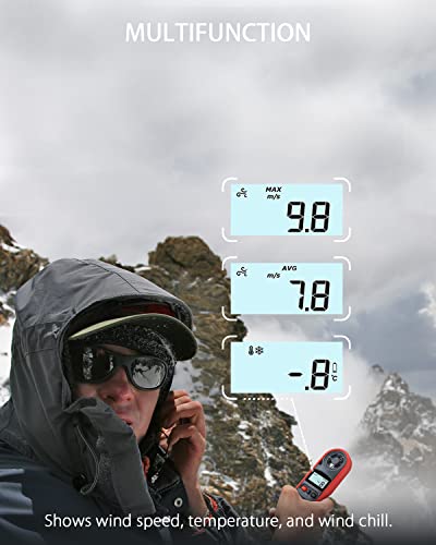 Wintact Handheld Anemometer Digital Wing Wind Speed Meter Pocket Airflow Speed Tester for Home HVAC Channel Outdoor Kite Boat Sailing Surfing