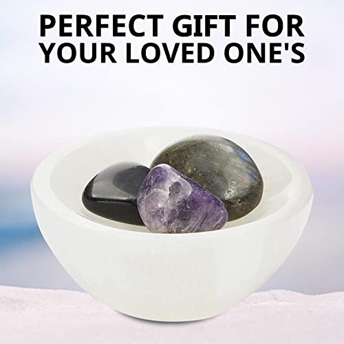 WBM Selenite Crystal Bowl - 4 Inch for Smudging, Healing and Recharging Crystals, Charging Station for Crystals and Healing Stones |Witchcraft Supplies - White Selenite Bowl - 4Inch