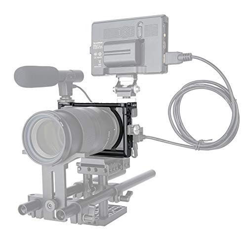 NICEYRIG Camera Cage for Sony A6400 A6500 A6100, with 1/4'' 3/8'' Locating Hole NATO Rail and Cold Shoe - 343