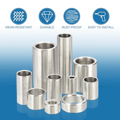 PATIKIL 304 Stainless Steel Spacer, 10 Pcs Round Metal Spacer 1/2" Bore x 5/8" OD x 1" Length Unthreaded Screw Standoff Bushing for 1/2" ID Screws Bolts and Rods 1/2" x 5/8" x 1"