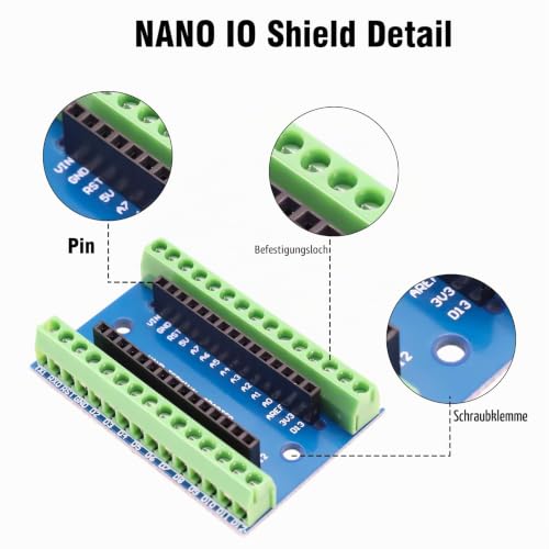 Nano Expansion Board Binghe 2 Pieces Nano Shield, Nano Holder, Nano IO Shield V1.O Simple Expansion Board with Screw Terminals Compatible with Arduino
