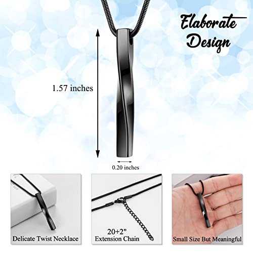 abooxiu Cremation Jewelry for Ashes Twist Ashes Necklace Urn Necklace for Ashes Cremation Necklace Stainless Steel Urn Pendant Memorial Keepsake for Women Men Black Non-engraving