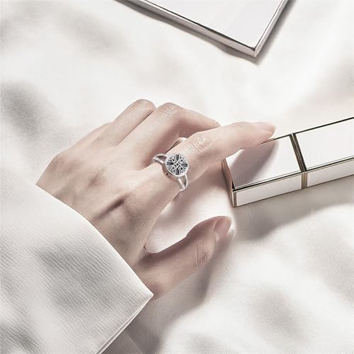 Celtic Urn Ring S925 Sterling Silver Always in My Heart Cremation Urn Ring for Ashes Keepsake Cremation Jewelry Memorial Rings for Women Cross R 1/2