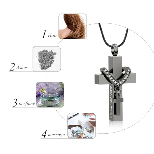 Cremation Jewelry for Ashes Pendant - Cross Urn Necklace With Me Always
