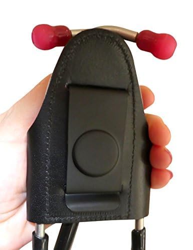 [Australia - AusPower] - The HipClip – Handmade Leather Stethoscope Holder (Black) Full Grain Leather 