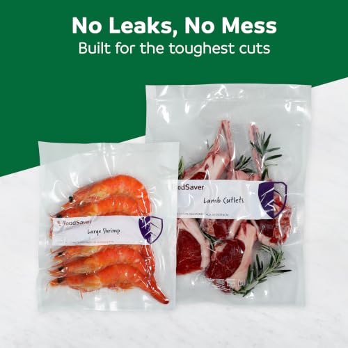 FoodSaver Heavy Duty Quart Vacuum Seal Bags, 88 Count 8" x 11" BPA-Free Freezer Bags, 30% Thicker for Food Storage, Sous Vide, and Meal Prep Heavy Duty Quart Bags (88 Count)