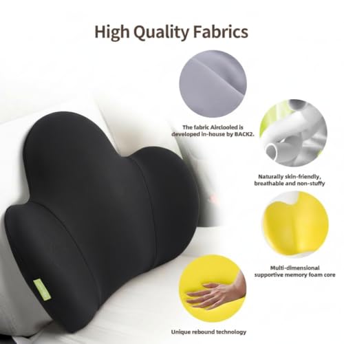 Lumbar Support Pillow for Office Chair, Gaming Chair, Car Driver Seat Back Cushion, Bed & Couch, Gifts for Friends and Parents,Ergonomic Back Support Pillow with Comfortable Memory Foam(Black)