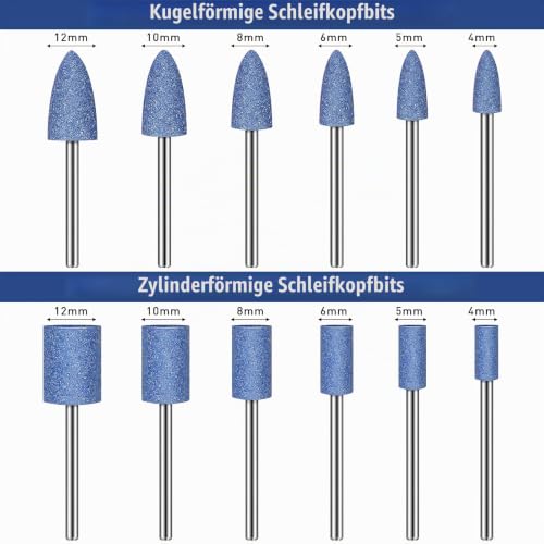 36 Pieces Shaft Abrasive Mounted Stone Disc Head Mounting Points Sanding Pins Set Sanding Discs Pieces with Plastic Box, 1/8 Inch Shank, 3 Colours, 2 Shapes, 6 Sizes
