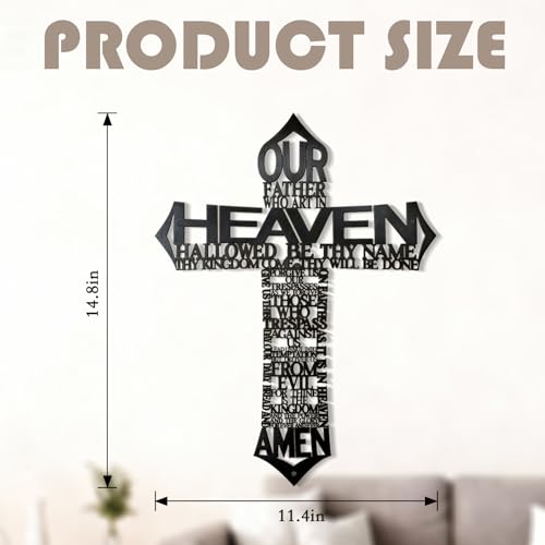 Sinseike Large Metal Cross Wall Decor (Black) Black
