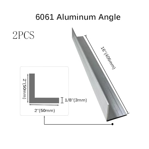 16-inch 6061-T6 aluminum angle stock, 2 x 2 x 1/8 inch, 2-piece mill stock set by DIYDIYSHOP