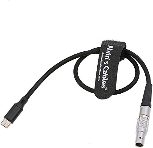 Alvin's Cables 2 Pin Male to Micro USB Power Cable for Z CAM E2 Flagship to Nucleus Nano Braided Wire straight 2 pin
