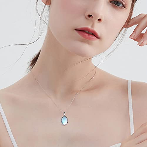 VONALA Urn Ashes Moonstone Necklace 925 Sterling Silver Pendant Memorial Keepsake Necklace Cremation Jewellery Gifts for Women Girls
