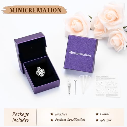 Minicremation Heart Cremation Jewelry for Ashes Urn Necklaces with Hollow Urn Keepsake Pendant Charm Stainless Steel Cremation Pendant Memorial Locket Silver