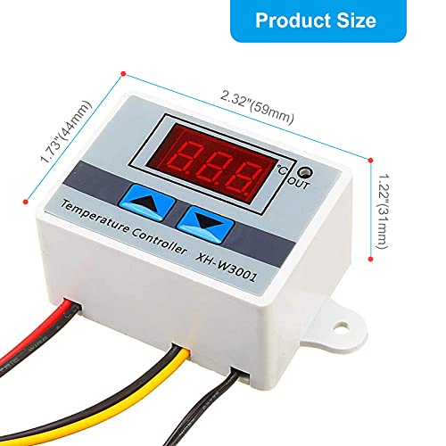 RUIZHI XH-W3001 Digital LCD Display Temperature Controller, DC 12V 120W Thermostat Switch with Waterproof Probe Microcomputer Thermostat