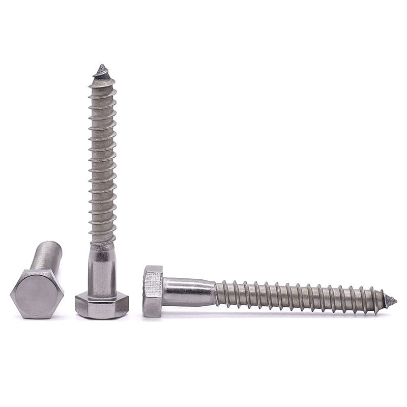 [Australia - AusPower] - 3/8" x 4" Hex Head Lag Screws Bolts for Wood, 304 Stainless Steel 18-8, Heavy Duty Lag Bolts, Hexagon Head Wood Deck Screws 10 PCS 3/8 x 4" 