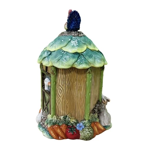 Farmhouse Cow & Rooster Cookie Jar, Rustic Farm Animal Kitchen Canister, Decorative Biscuit Storage Container for Countertop