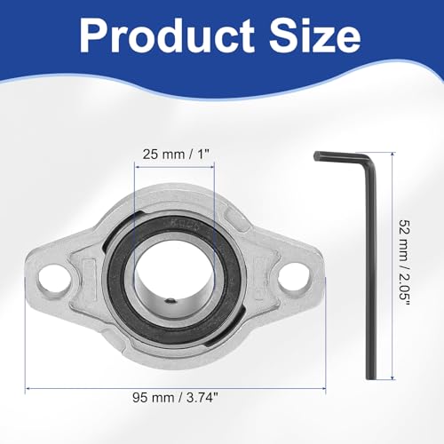 sourcing map Pillow Block Bearing 1" (25mm) Bore Zinc Alloy Steel Mounted Flange Pillow Block Self-Alignment Insert Bearings Housing for Machinery Power Agriculture Pack of 4 25mm
